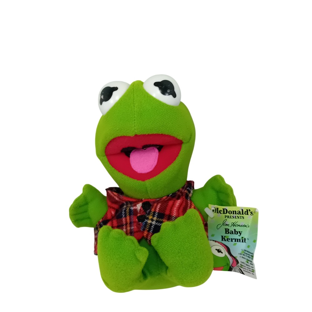 1987 Pre Owned W/ Tag Vintage McDonalds Muppet Baby Kermit The Frog Plushie READ